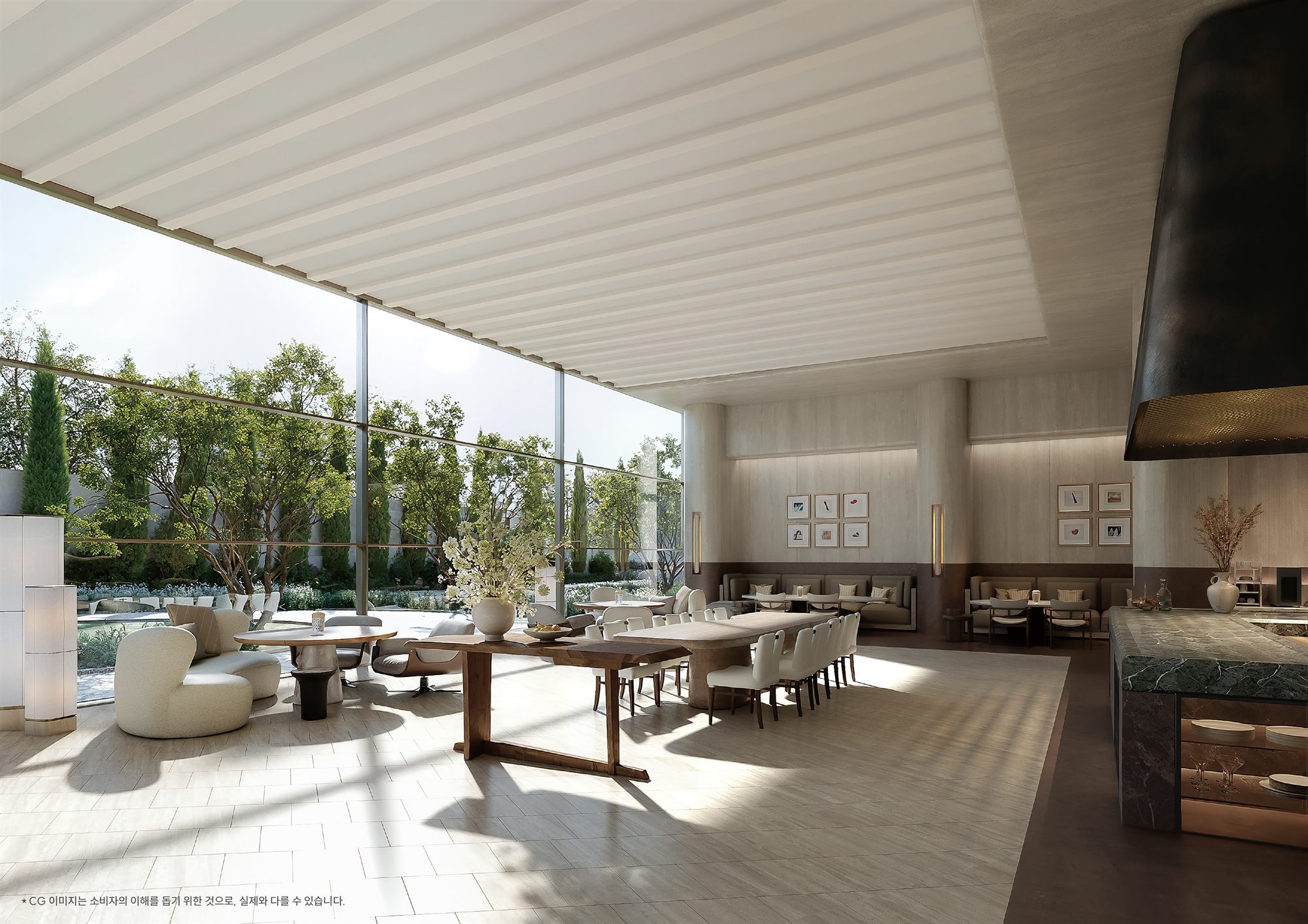 Official residents' lounge and garden amenity rendering