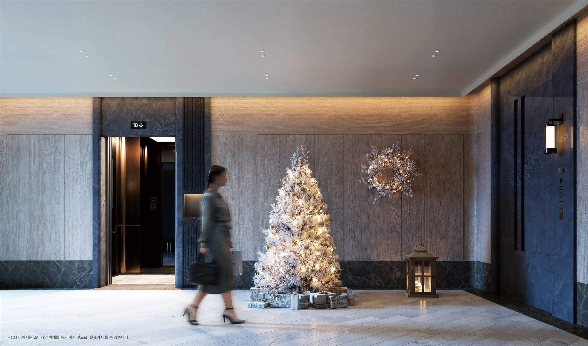 Official rendering of a private elevator lobby at Eterno Yongsan