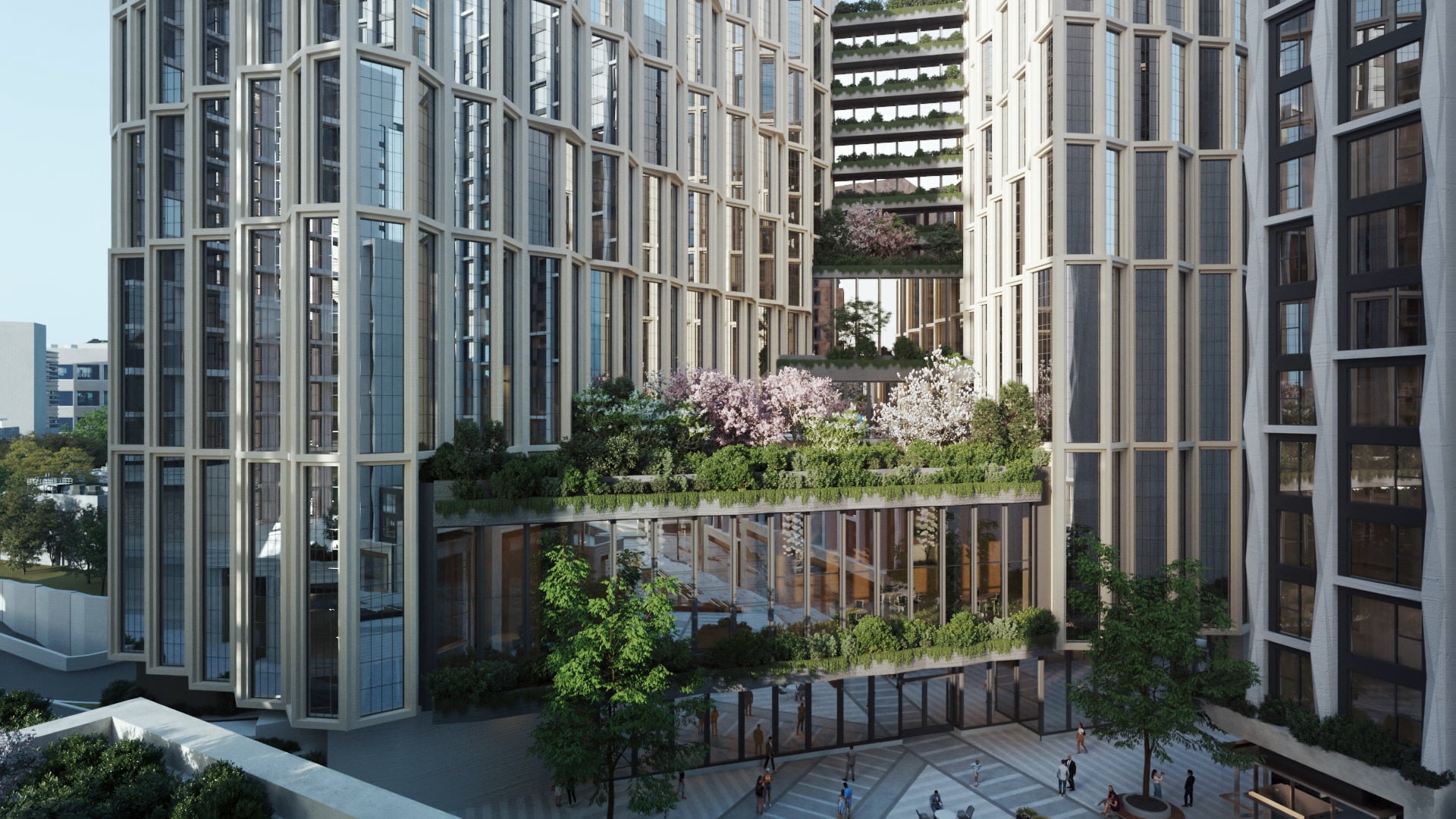 Official garden court rendering at The Parkside Seoul