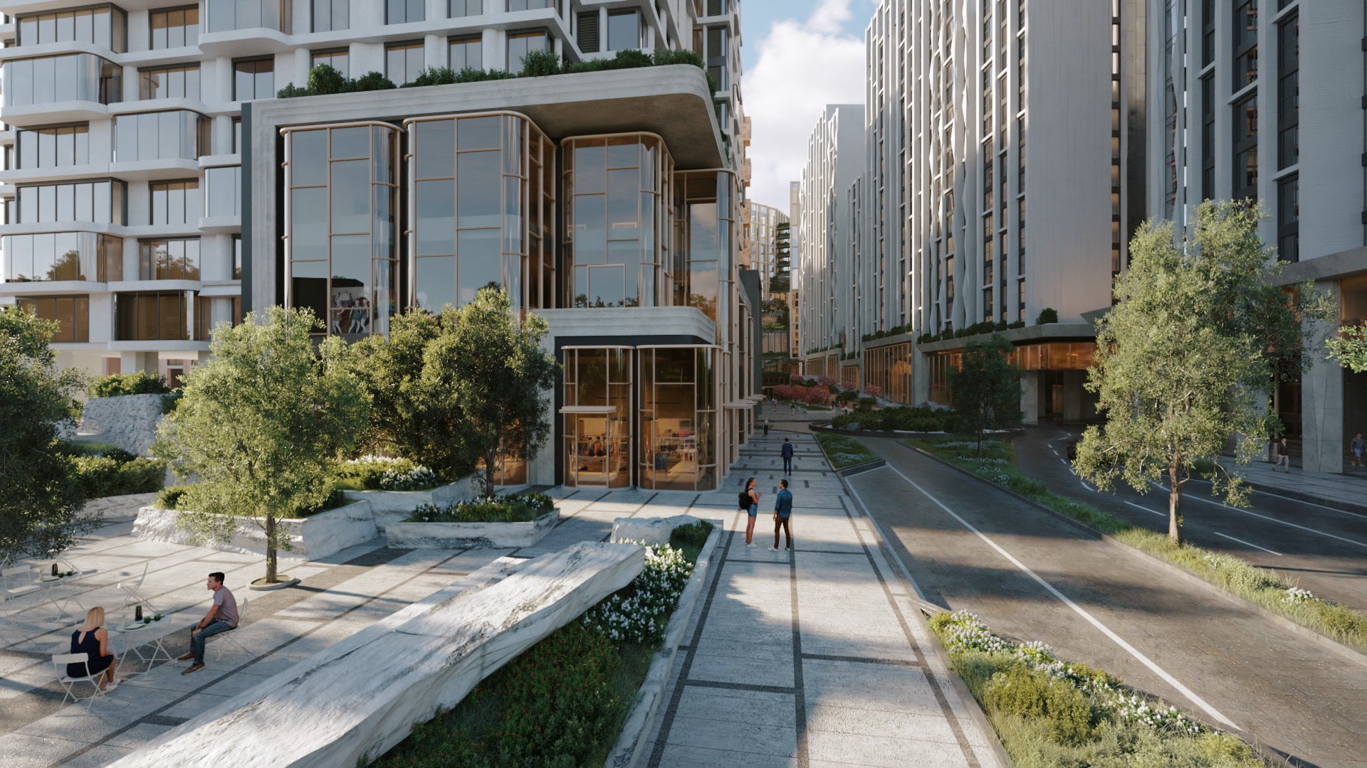 Official rendering of the pedestrian avenue at The Parkside Seoul